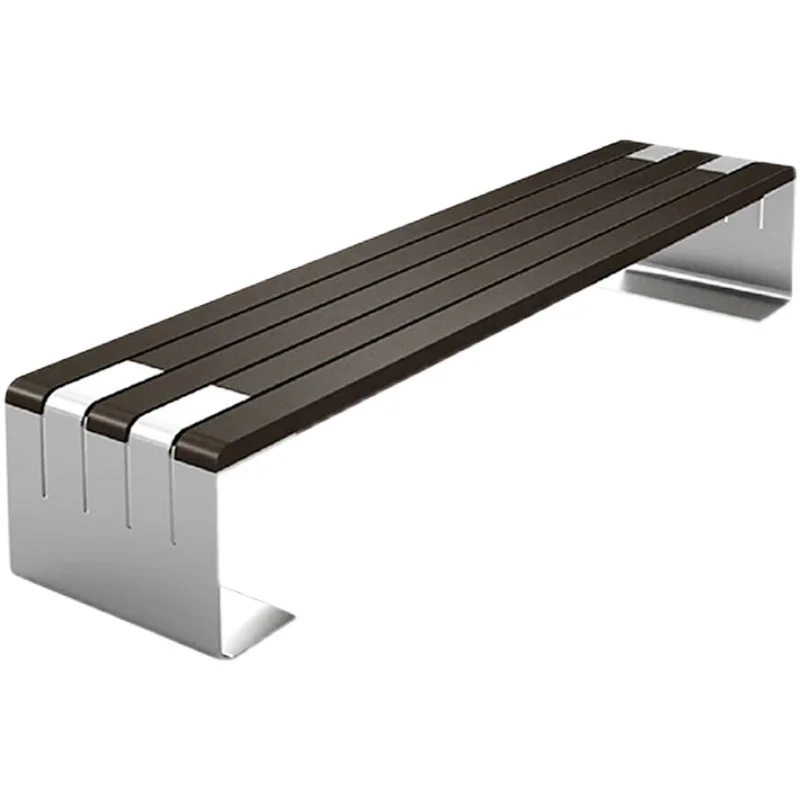 

Backrest Wrought Iron Seat Courtyard Square Solid Wood Outdoor Bench Stainless Steel Park Chair