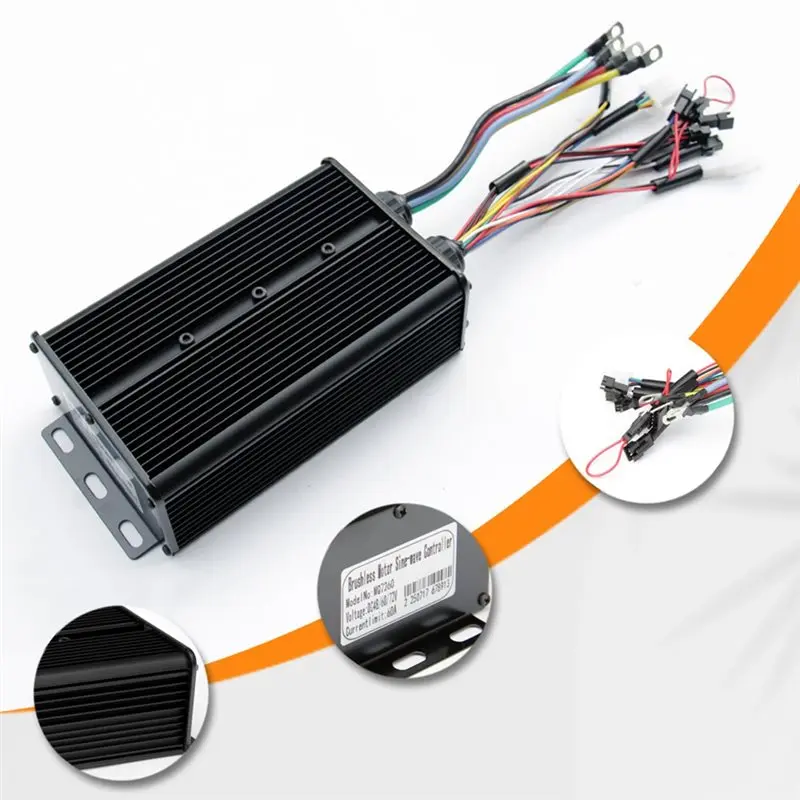 Electric Bicycle Controller System 48V 60V 72V 60A Three Mode Sine Wave Square Wave No Hall Effect Switching Controller-Y41A