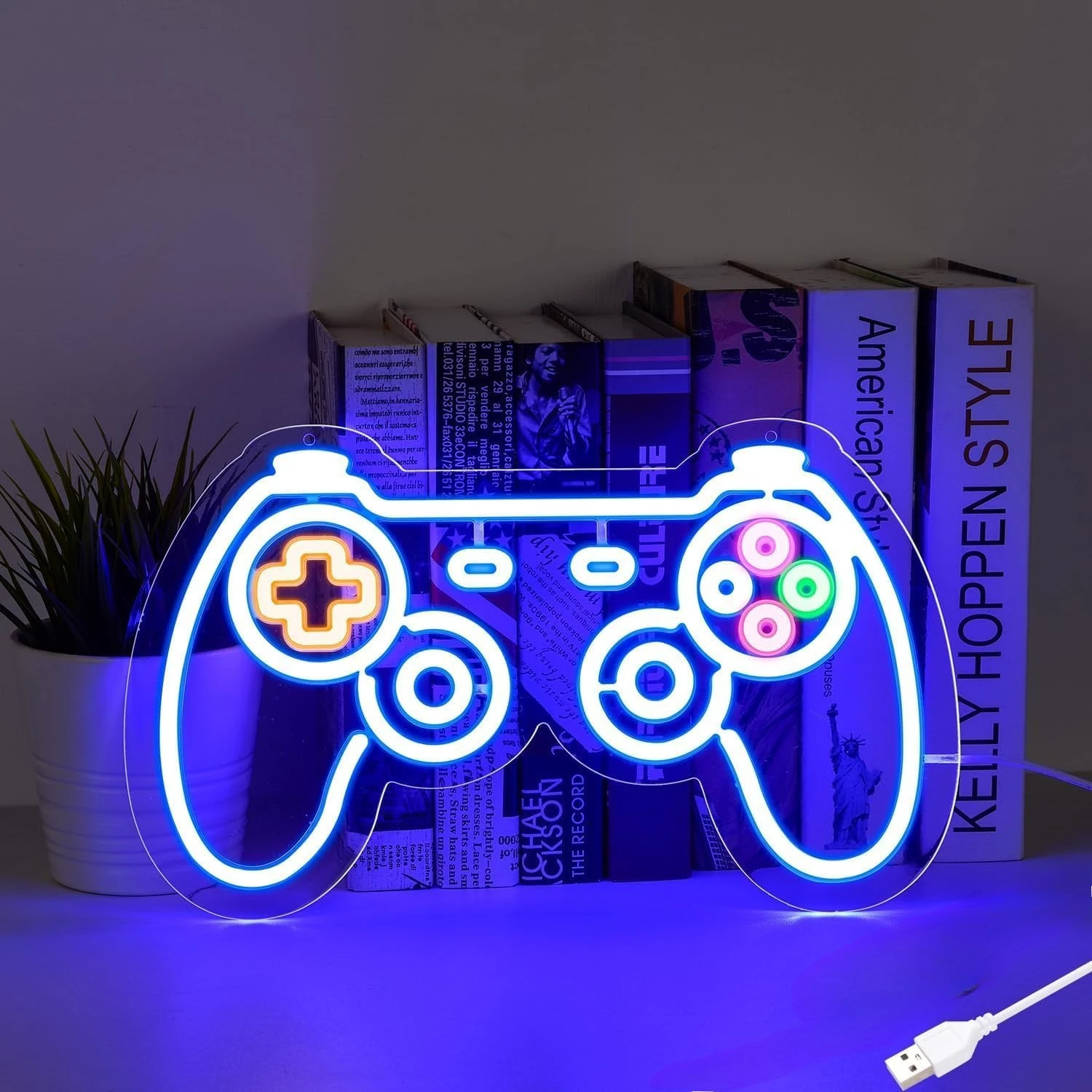 

Gamepad Neon Signs Blue LED Neon Lights Sign USB Powered Dimmable for Boys Room Bedroom Bar Man Cave Wall Decor Gamer Gift