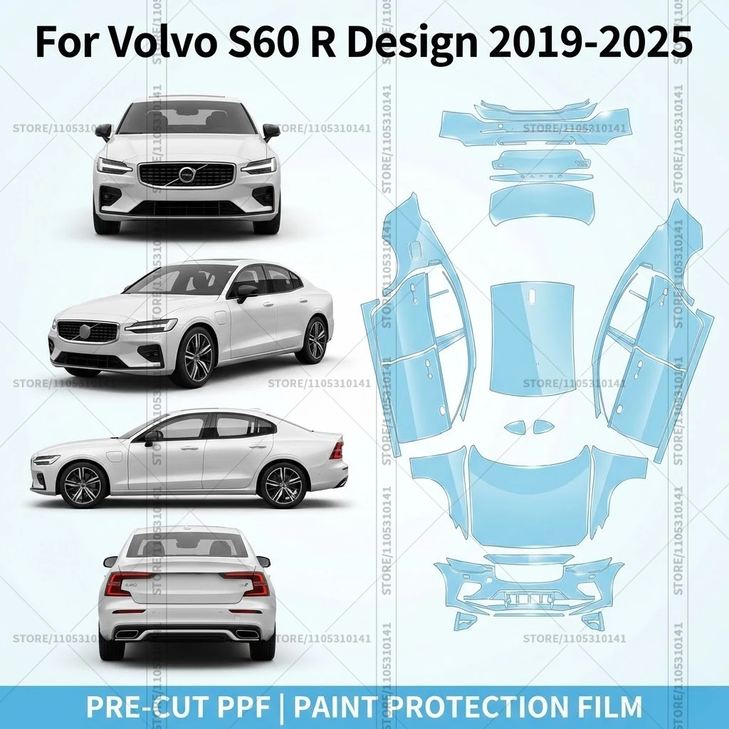 For Volvo S60 R Design 2019-2025 Pre-Cut Paint Protection Film PPF Transparent Car Film Automotive PPF Full Vehicle Professional