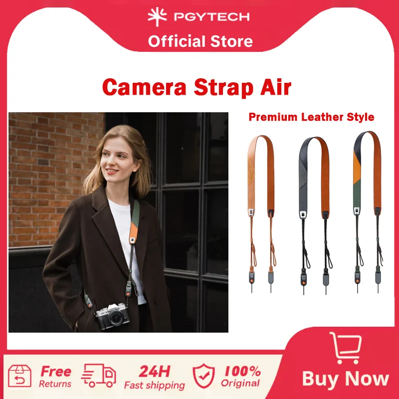 PGYTECH Leder Kameragurt Air Schnellverschluss, 80-136cm Schultergurt, Traglast 40kg