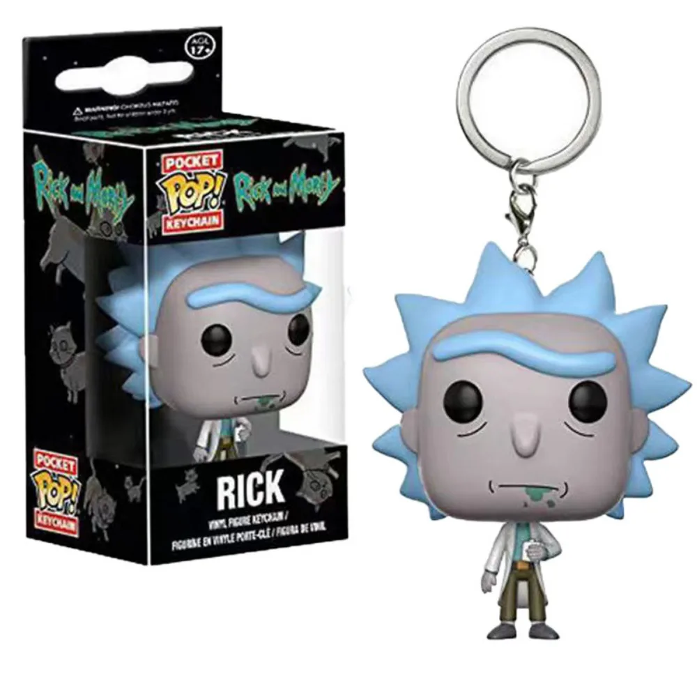 FUNKO POP Keychain Rick and Morty Classic Cartoon Anime Figures Keyrings Backpack Pendant Dolls Decoration Children Xmas Gifts