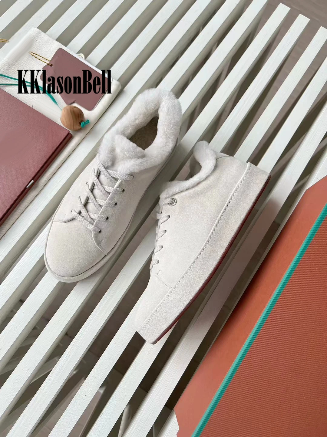 11.13 KKlasonBell High Quality Cow Suede Vulcanize Shoes Wool Keep Warm Thicken Casual Shoes Women