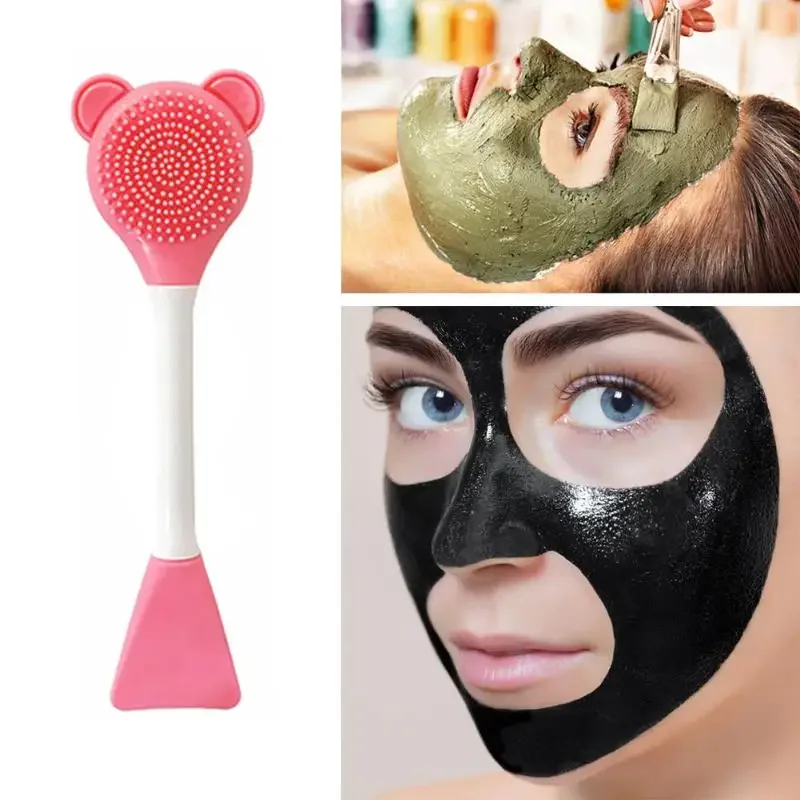 Brosse à masque en Silicone à Double extrémité, brosse applicateur de masque de boue à tête plate et douce, outils professionnels réutilisables de beauté du visage et de soins de la peau
