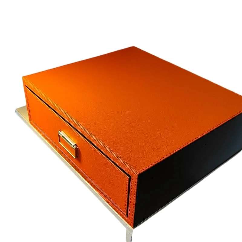 

Deluxe Leather Fingerprint Password Drawer Safe Home Jewelry Safe