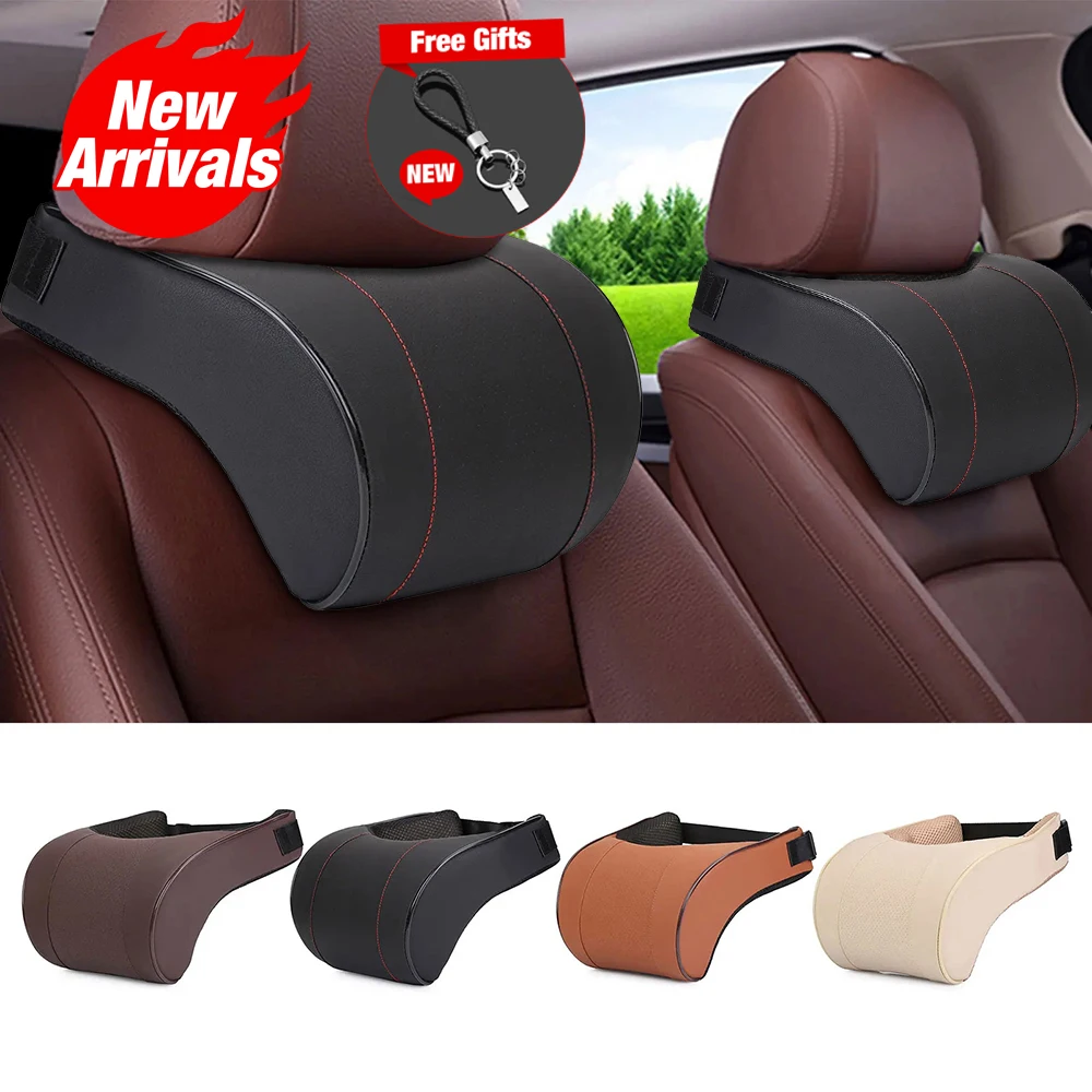 

PU Leather Car Neck Pillow Memory Foam Seat Headrest Adjustable Car Travel Rest Headrest Universal Car Headrest Accessories