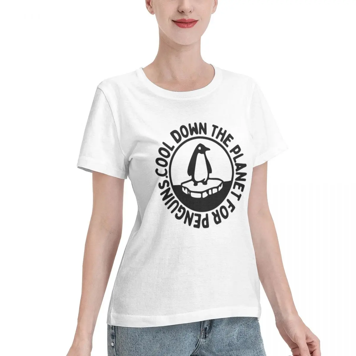 Fast Shipping Cool Down The Planet For Penguins Women's T-shirt Sensual Slim Friendly Top