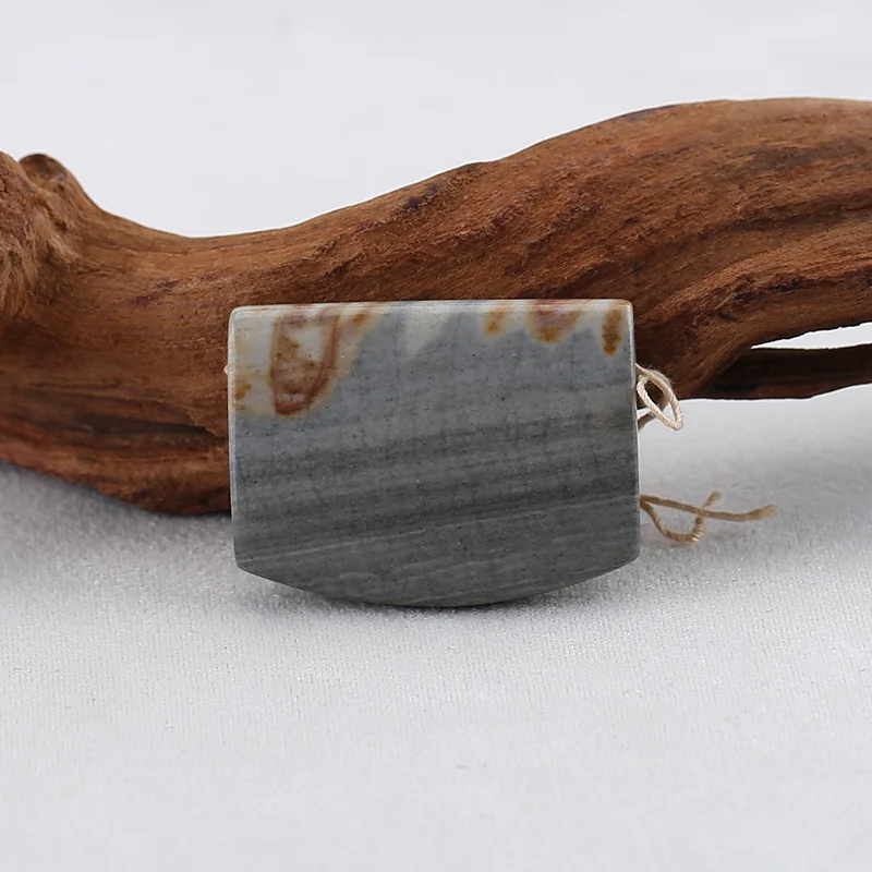 Natural Ocean Jasper Rounded Bottom Rectangle Pendant Beads for Jewelry Making, Handmade Natural stones beads
