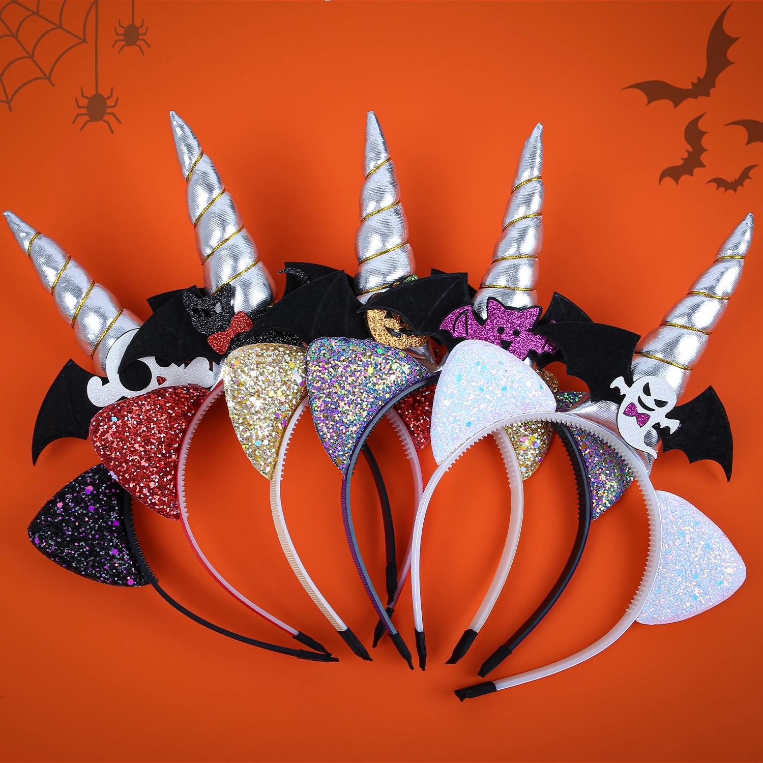 Fashion Halloween Unicorn Cat Ears Headband Pumpkin Devil Headbands Girls Festival Party Cosplay Hairband Kids Hair Accessories