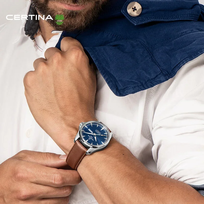 Certina-運動エネルギーシリーズの男性用自動巻き時計,機械式時計,発光ポインター,高級ブランドの時計,シンプルなギフトベルト