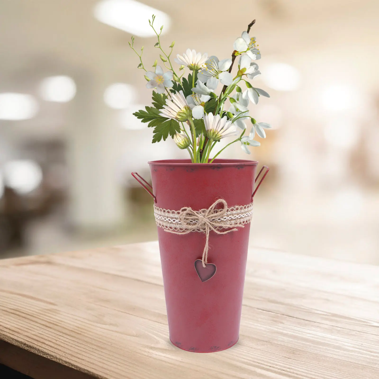 Retro Iron Flower Bucket Planter – Versatile Storage Container for Home, Office, Garden & Decor