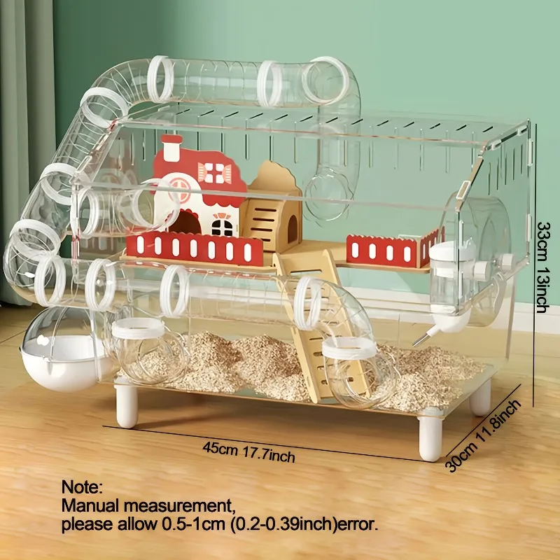 Chew-Resistant Acrylic Hamster Cage Large Habitat with Multi Tunnels for Syrian & Dwarf Hamsters Gerbils Mice with Accessoriies