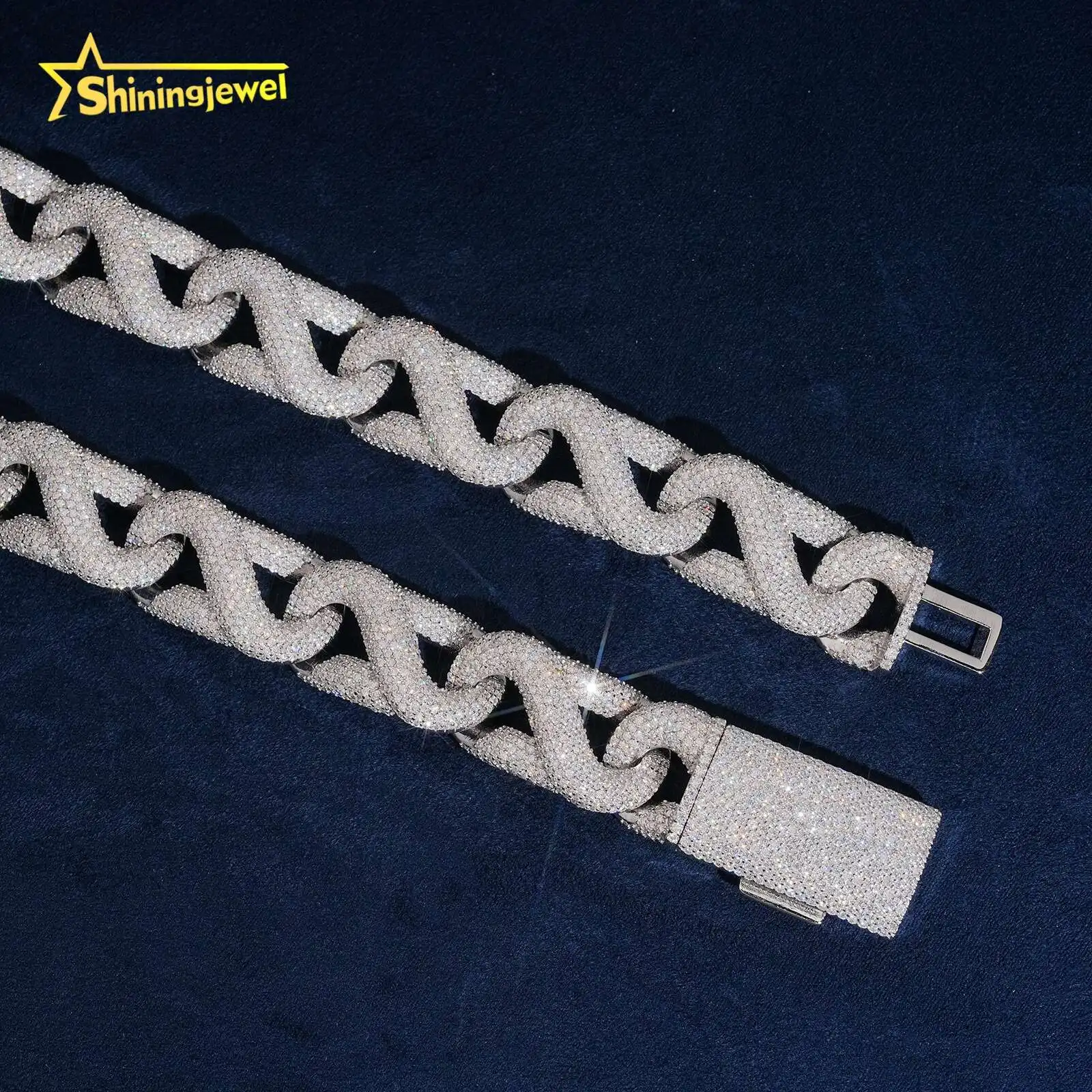 Men Heavy 20mm Iced Out Moissanite Cuban Link Chain GRA Hip Hop Custom 925 Silver Infinity Cuban Chain Moissanite Jewelry...