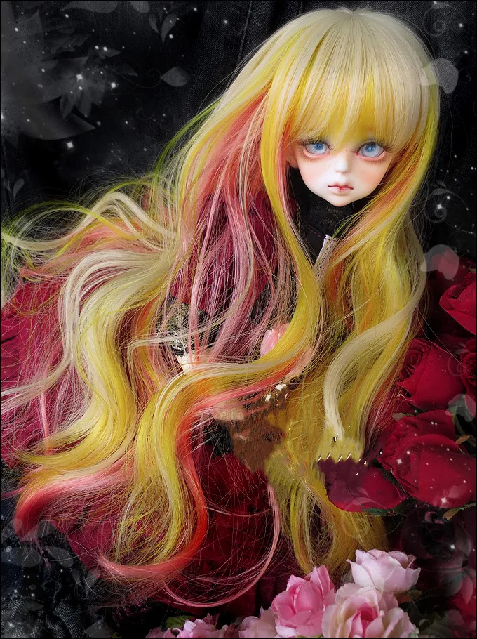 BJD SD Doll Wig 1/4 1/3 High Temperature Silk Hair , Micro Curl Canary Wig