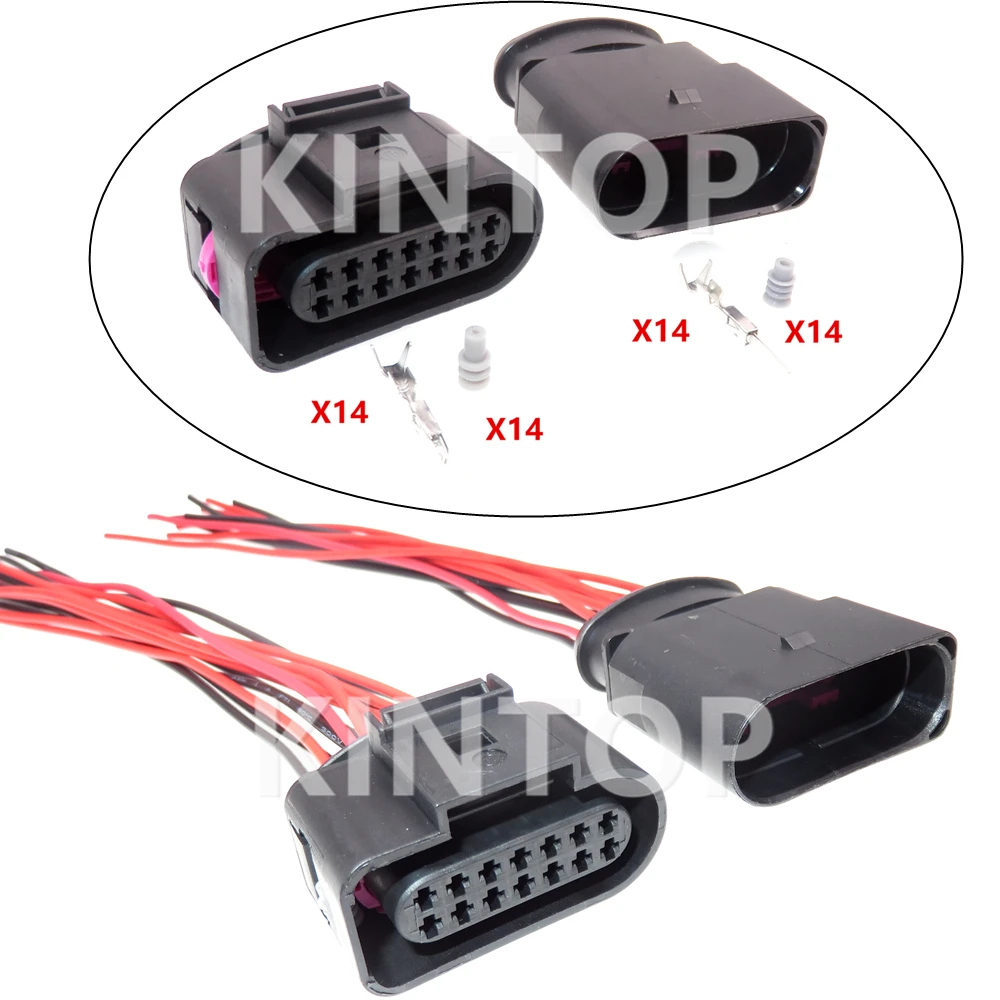 1 Set 14 Pins Car AC Assembly Wire Cable Sealed Plug 6X0973817 6X0973717 1-966846-1 Auto Transmission Electric Wiring Socket