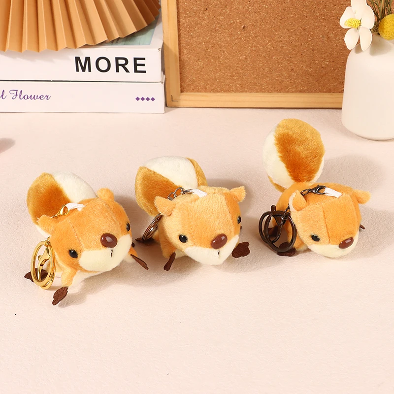 Autumn And Winter Squirrel Keychain Pendant Men And Women Cute Couple Bag Pendant Cartoon Brooch Plush Doll