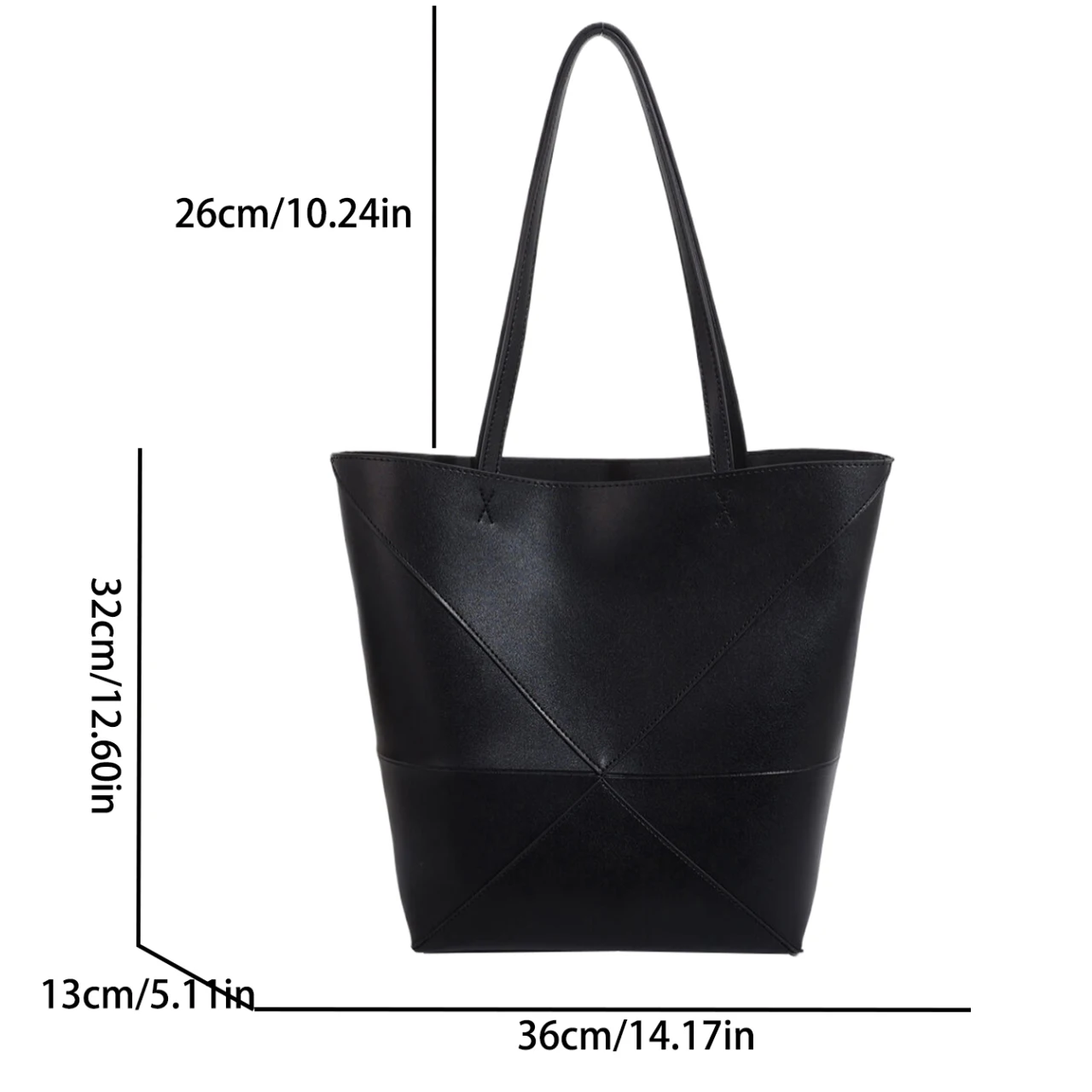 Große Kapazität Tasche Für Frauen Pu Leder Handtasche Designer Eimer Schulter Tasche Weibliche Top Griff Tote Einfache Reisetasche Schwarz – Detail 1