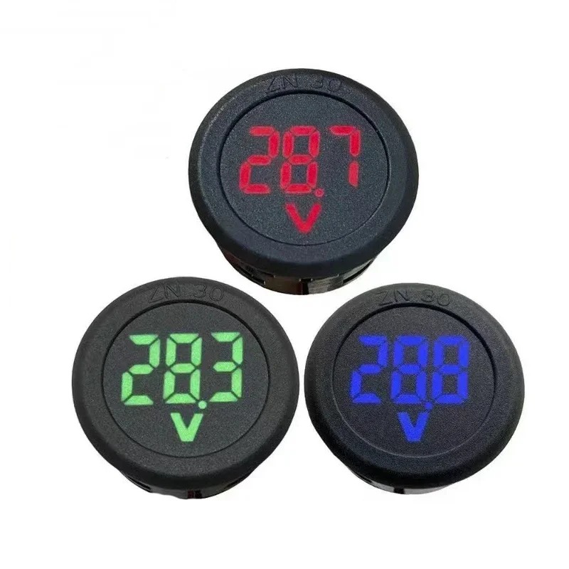 Digital voltmeter electric vehicle battery lithium battery universal two-wire DC 4-100v round digital display voltmeter