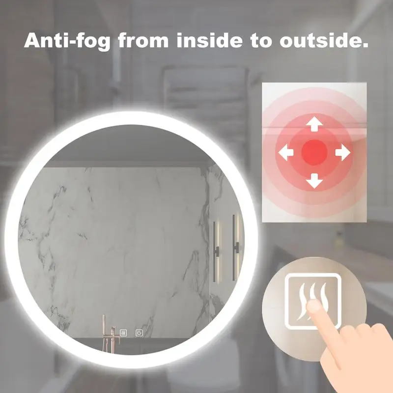 24-Inch LED Vanity Mirror, Dimmable Touch Control, Anti-Fog, Adjustable Light 3000K-6000K, IP54 Waterproof, CRI 95, Energy