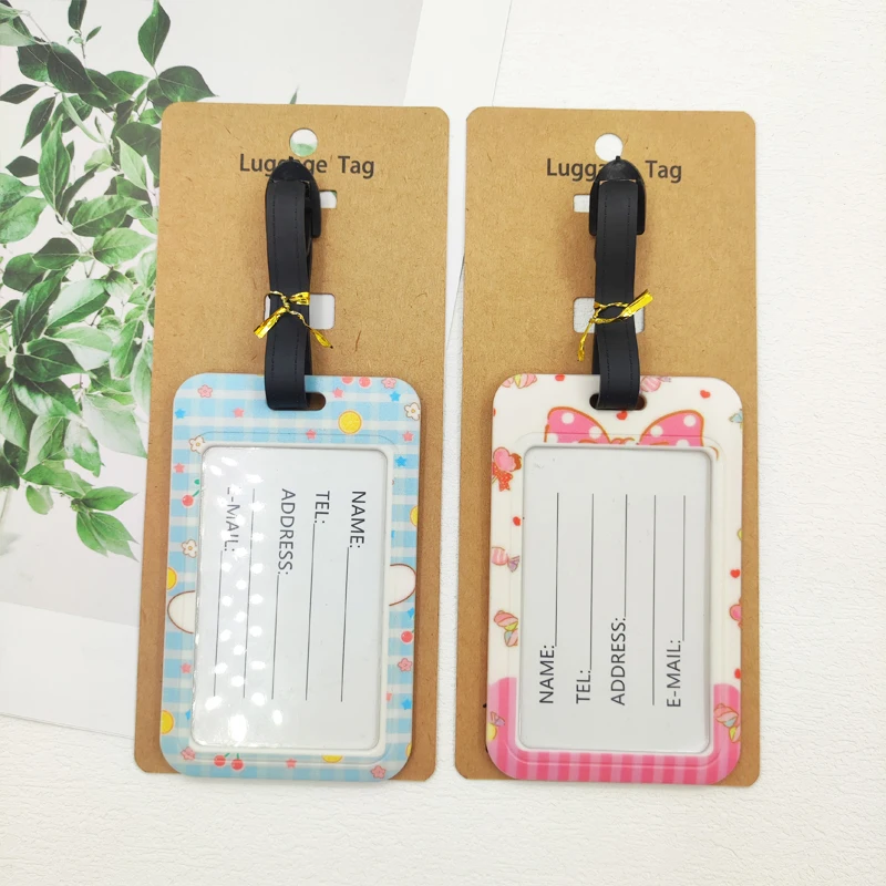 سلسلة سانريو ملصق الأمتعة الرائع علامة الأمتعة اللطيفة للأطفال حقيبة معرف عنوان حامل الأمتعة الصعود حقيبة محمولة تذكرة