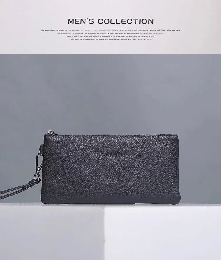 

New Style Men's Genuine Leather Handbag, Cowhide Fashion Full-Leather Grab Bag, Large-Capacity Soft-Leather Phone Bag
