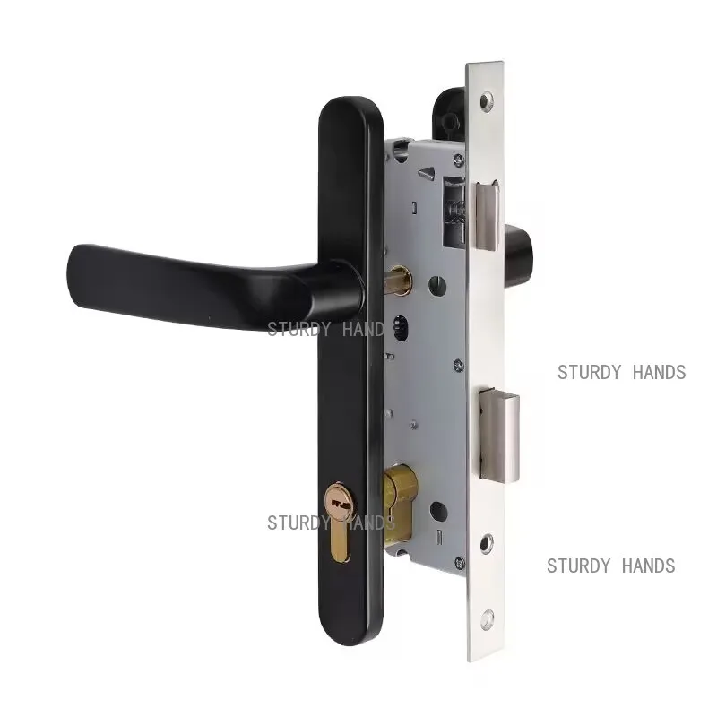 1 set of stainless steel panel bridge broken aluminum door lock indoor universal door handle lock  bedroom door locks