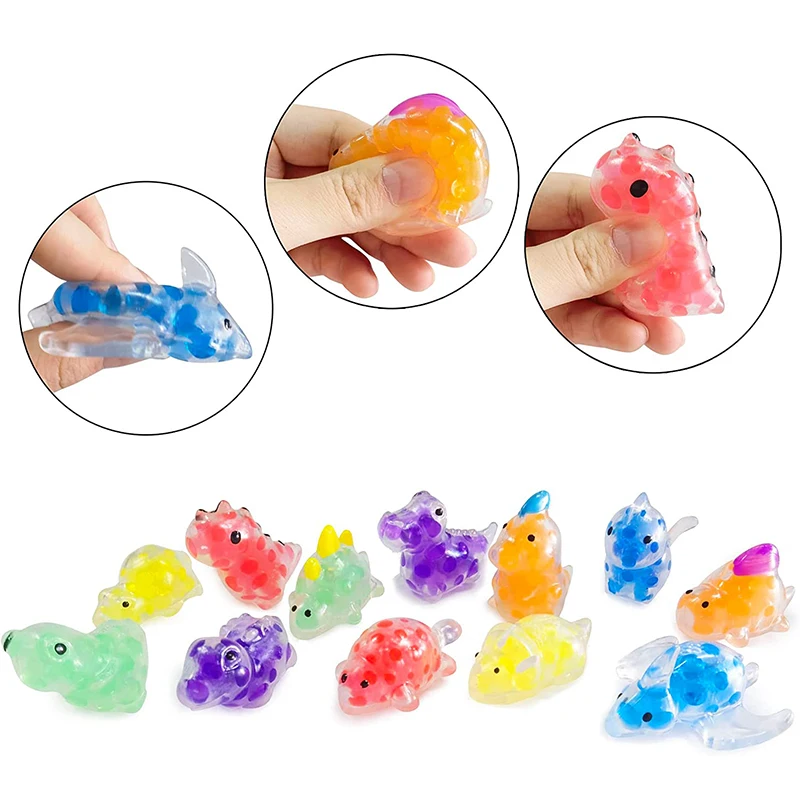 Mini Animal Sensory Stress Relief Ball Set Squeeze Fidget Toys For Kids Adults With Water Beads Relax Squishy Toy Birthday Gifts