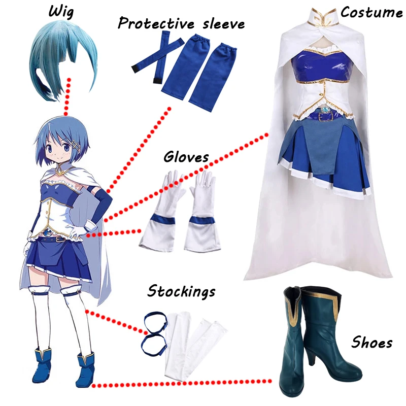 SingXeng Anime Magical Girl Cosplay Puella Magi Madoka Magica Miki Sayaka Cosplay Costume Women's Uniforms Halloween Custom Made