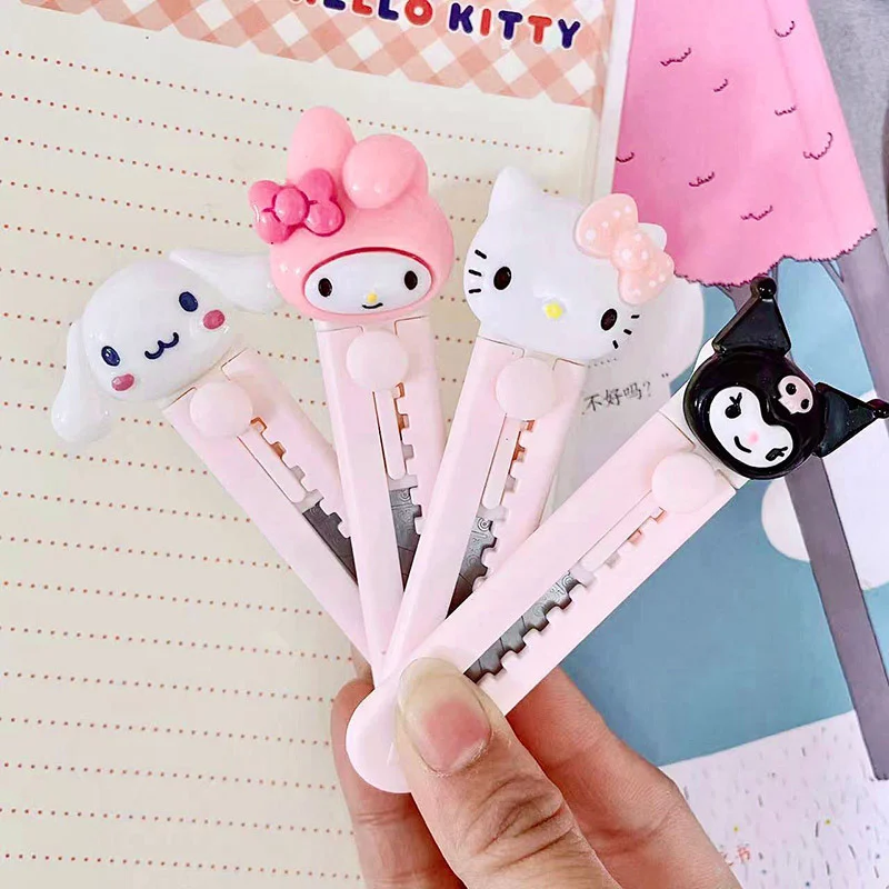 Cute Sanrio Art Knife Kawaii Melody Kuromi Hellokitty Cinnamoroll Anime Paper Cutter Student Utility Tool Kids Stationery Gift