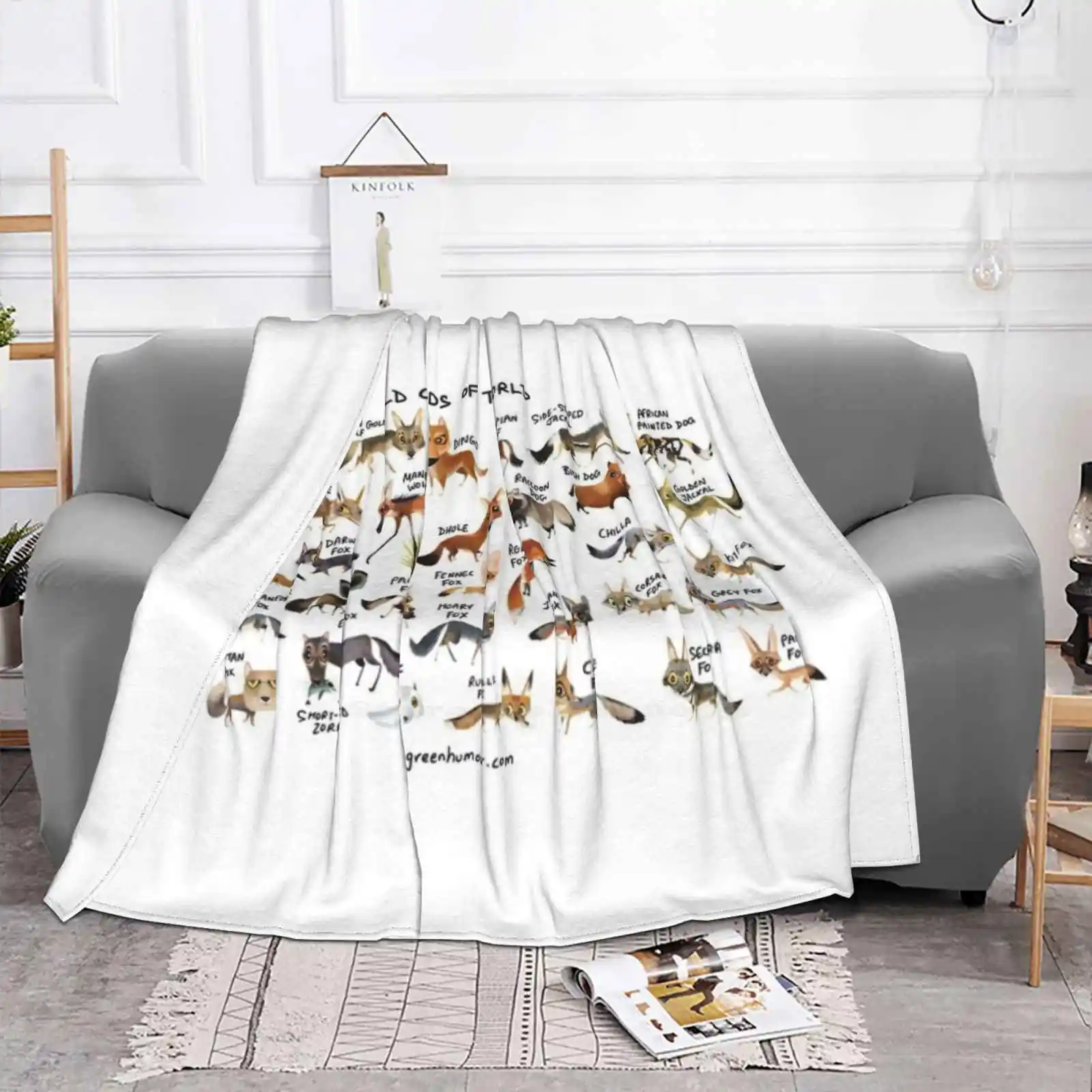 Wild Canids Of The World All Sizes Soft Cover Blanket Home Decor Bedding Dogs Wildlife Fox Wolf Jackal Animals Species