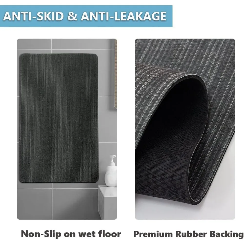سجاد حمام رقيق فائق الامتصاص من المطاط غير قابل للانزلاق وسريع الجفاف مع تصميم مناسب للباب - سجاد أرضية حمام قابل للغسل #5