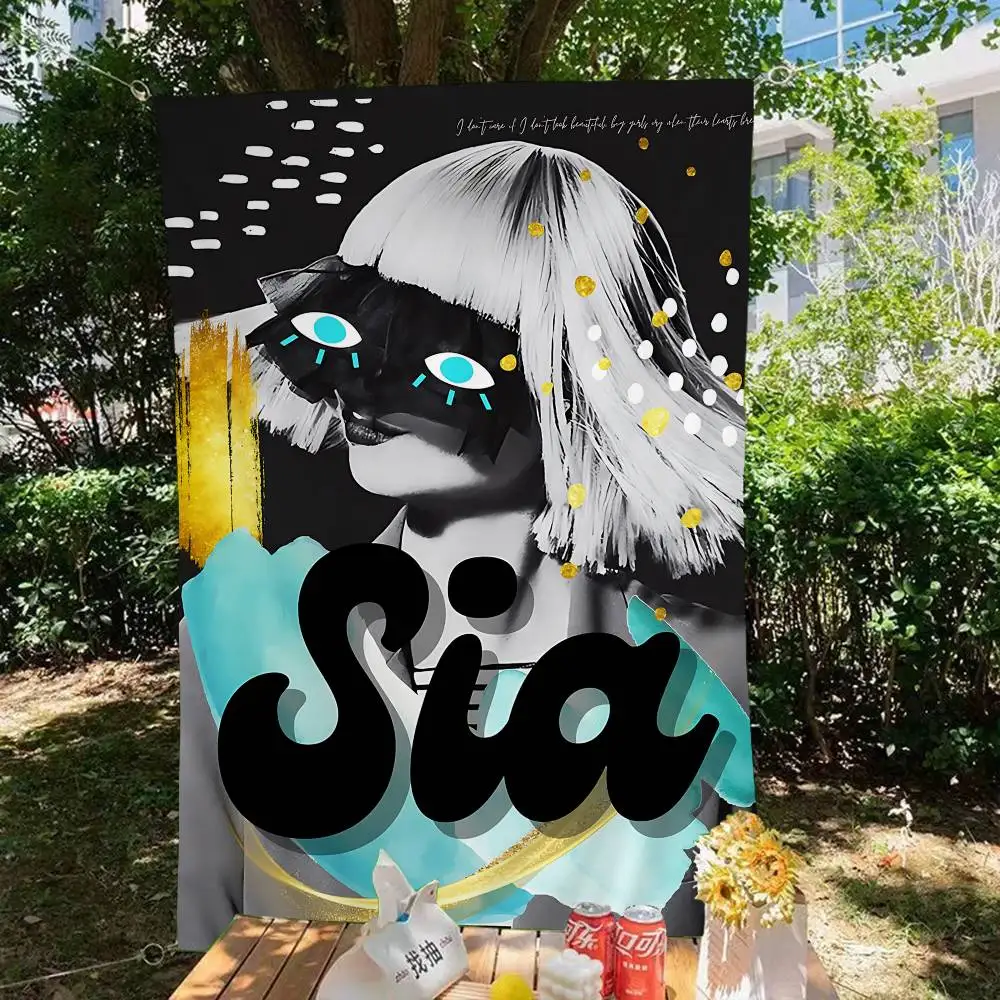 Classic Singer S-Sia Small Size Cheerleading Banner Hand Pulled Flag Outdoor Atmosphere Flags