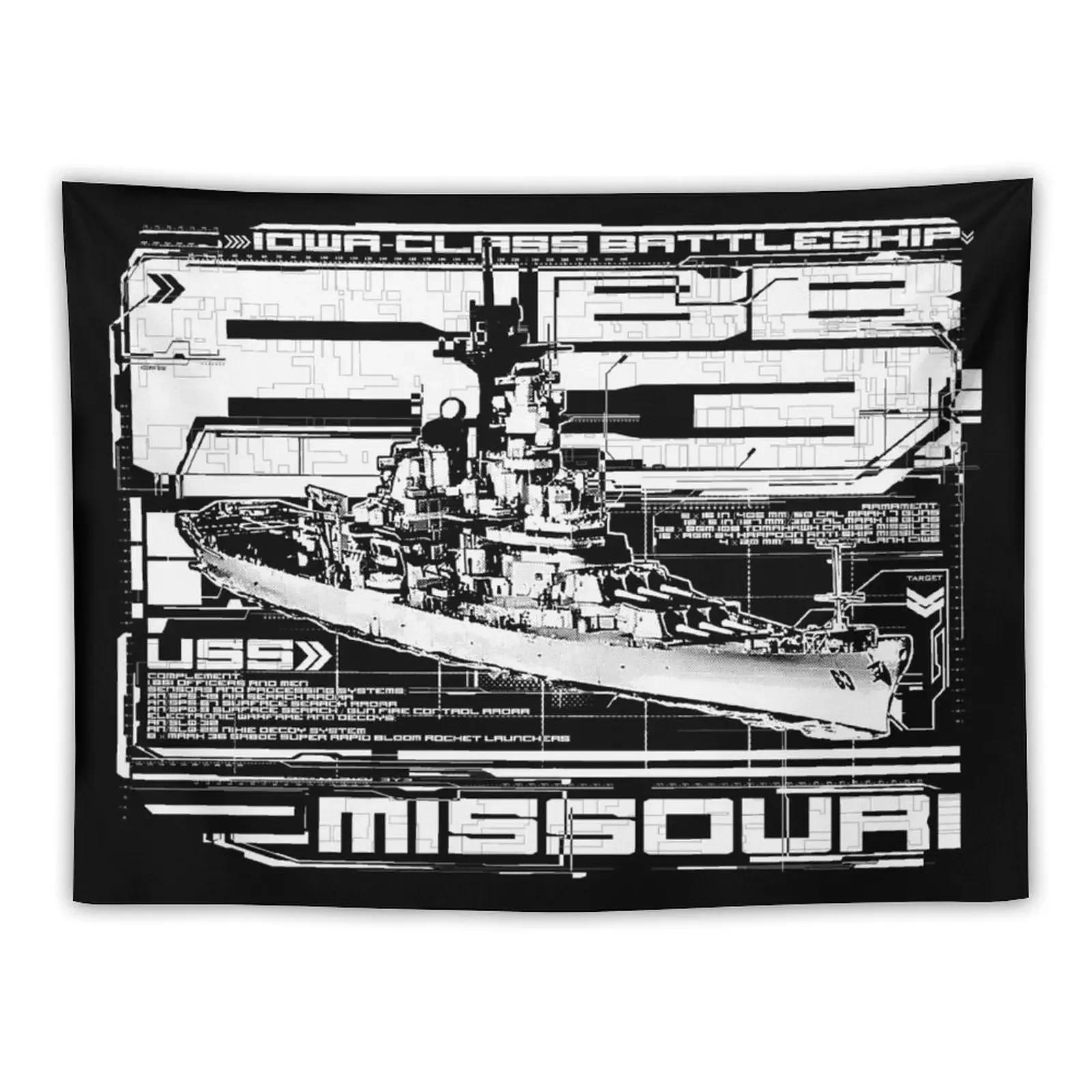 Battleship Missouri Tapestry Christmas Decoration Aesthetic Home Decor Tapestry