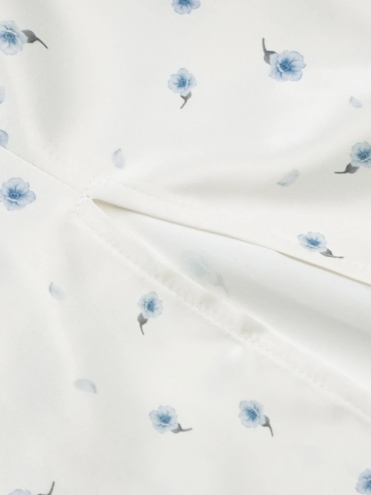 FDYOUI 花柄プリントロングドレス レディース Y2K ストリートウェア 2025 夏 ノースリーブ Vネック ハイウエスト スリット入り バケーション パーティー ドレス