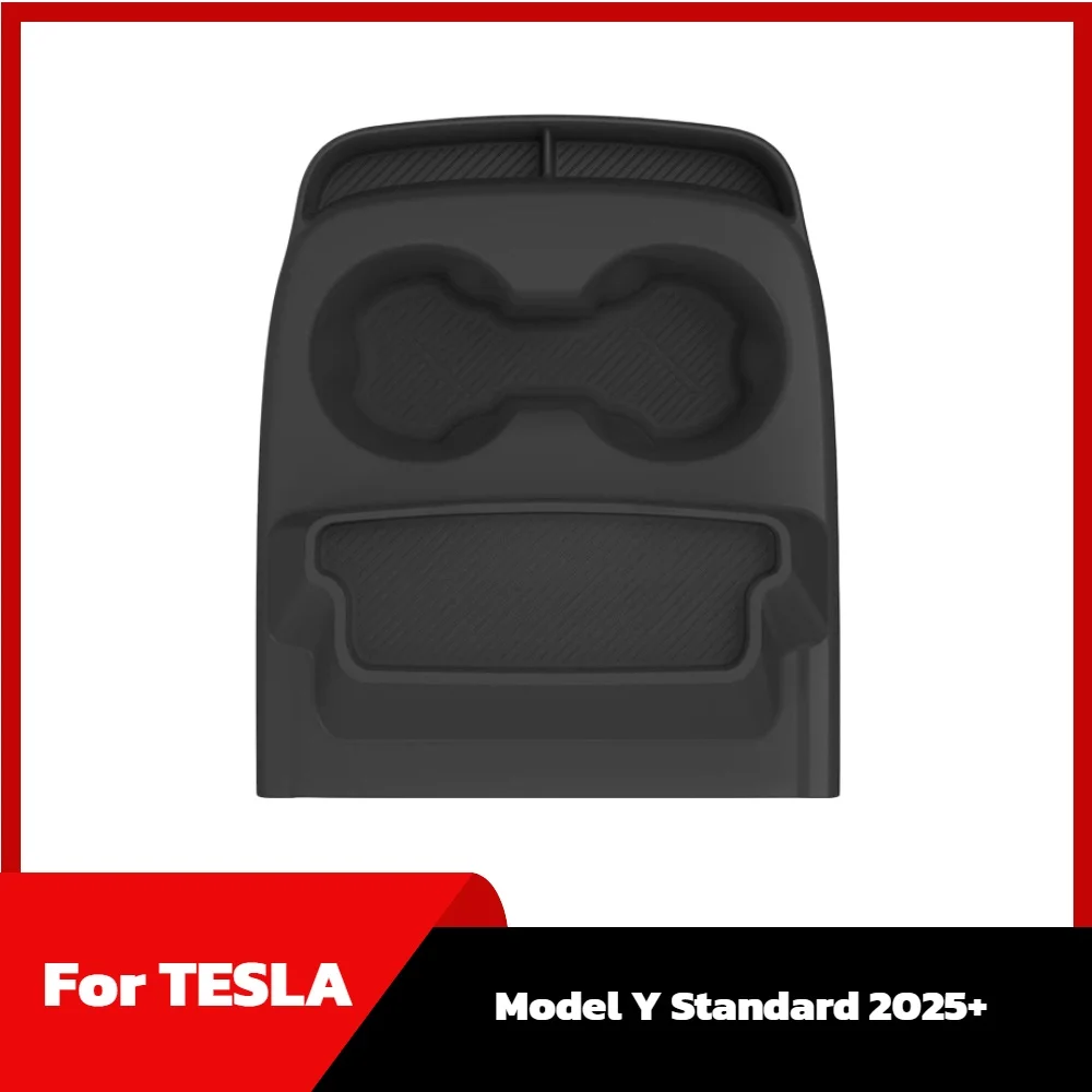 Pour Tesla Model Y Standard 2025+ : Accessoires de mise à niveau multifonctionnels en silicone pour plateau de rangement et porte-gobelet central