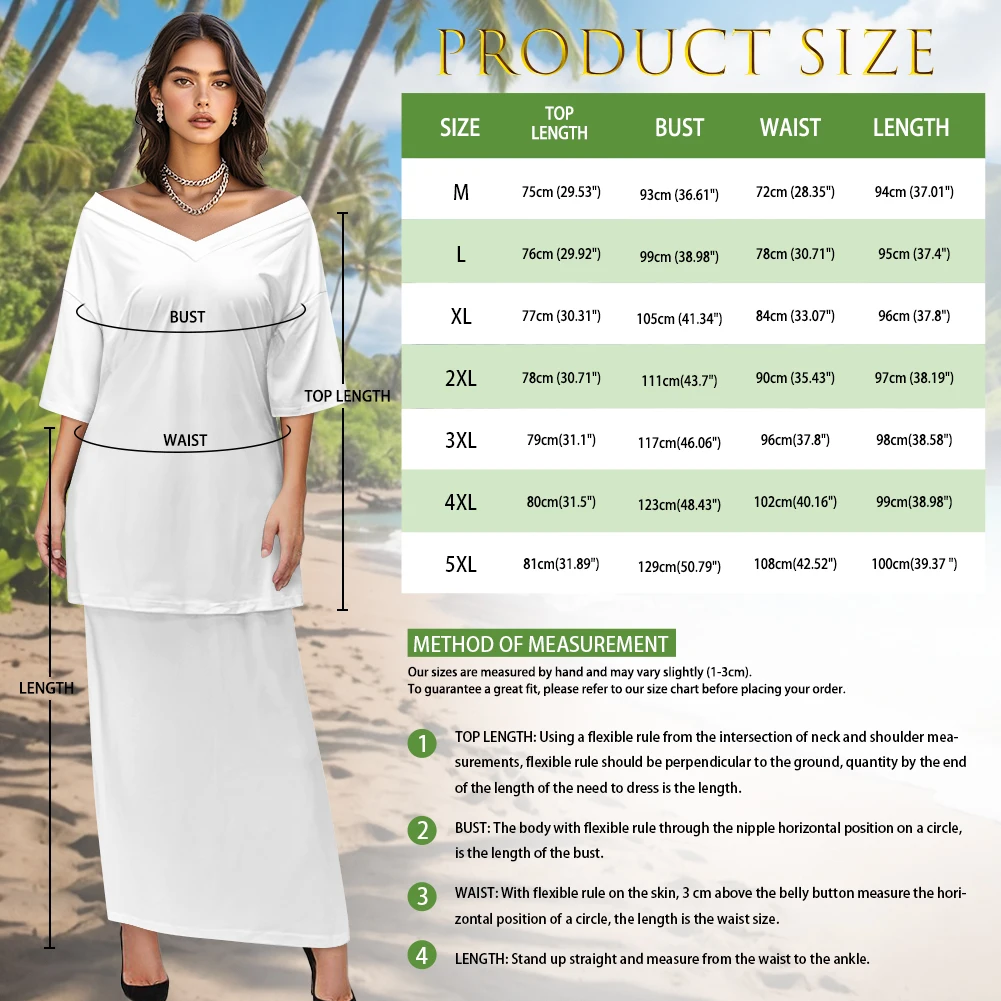 Conjunto de vestido de fiesta Tapa con tatuaje Tribal polinesio Puletasi samoano, media manga, cuello en V y hombros descubiertos, conjunto de vestidos de la Isla del Pacífico