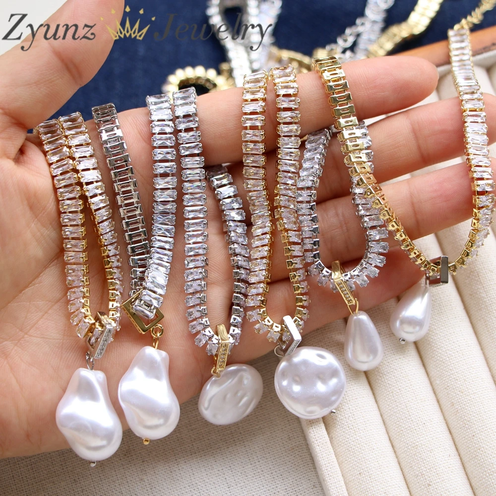 

5PCS, Fashion Irregular Drop Imitation Pearl Love Pendant Necklace Women Trend Temperament Tennis Chain Jewelry Girl Necklace