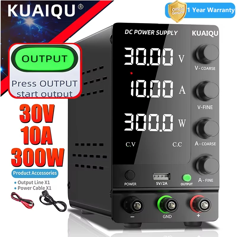 KUAIQU 30V 10A DC Power Supply Adjustable Digits Display Laboratory Power Supply Voltage Regulator 60V 5A 120V,32V 6A SPS-C3010