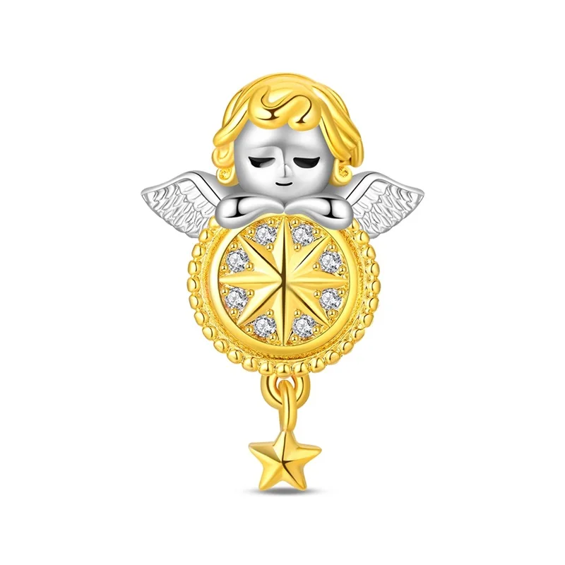 

New 925 Sterling Silver Angel Starlight Charms Bead Sparkling CZ Zircon Dangle Fit 3mm Original Birthday DIY Women Jewelry Gifts