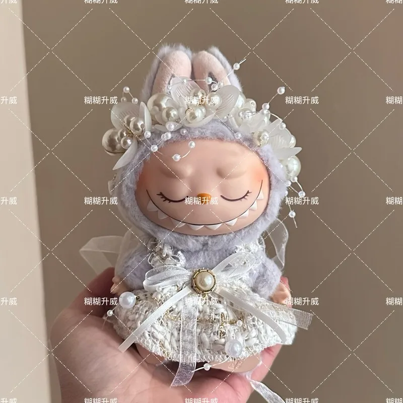 15-17 cm Labubu Baby Mini Doll'S Vestiti Outfit Accessori Per V1 V2 V3 Beige Piccola Gonna Profumata Perla Fascia Vestiti