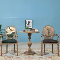 American Retro Leather Dining Chair – Solid Wood Backrest, Simple Soft Seat, Cafe and Restaurant Chair, Makeup Nail Chair