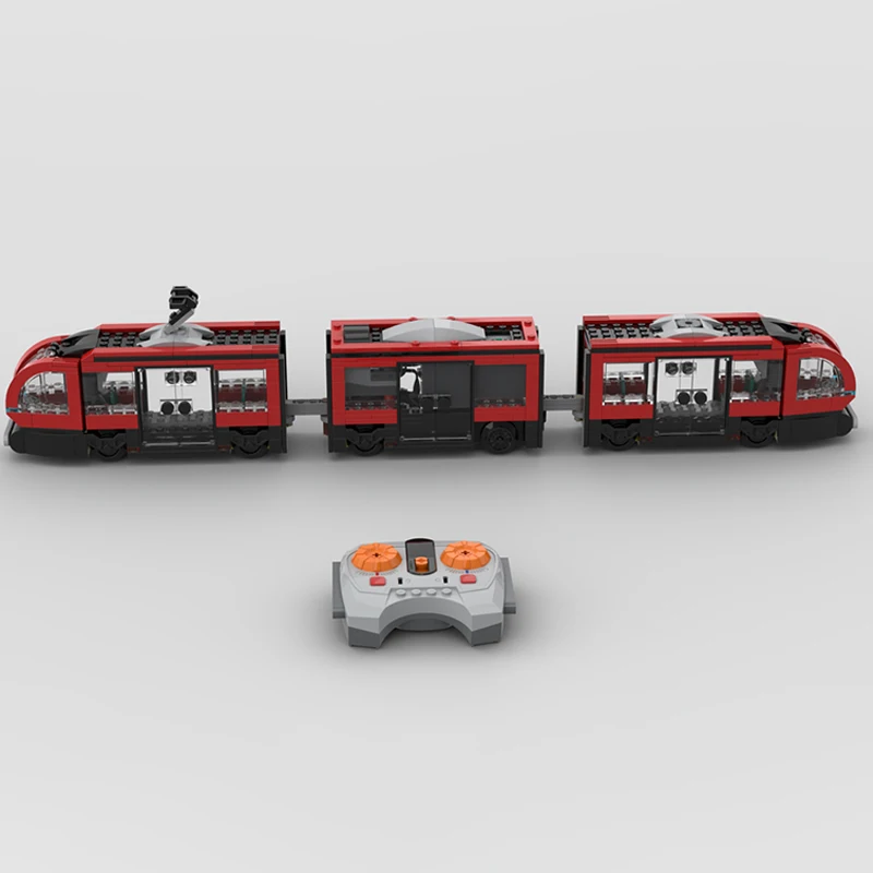 Bloques de construcción personalizados MOC, locomotora eléctrica con ferrocarril central con función de potencia, bloques de modelismo, juego de juguetes populares DIY para niños