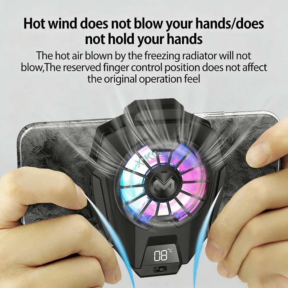 Back Clip Phone Cooler RGB Cooling Fan Digital Temperature Display Mobile Phone Radiator for  iOS AndroidGaming Live Streaming