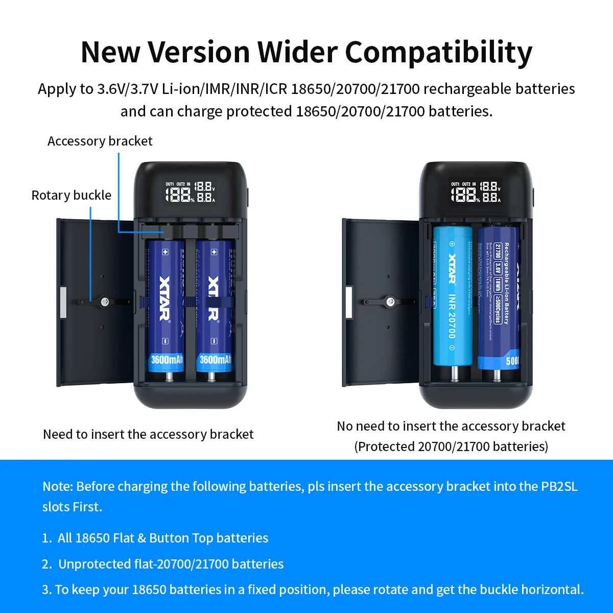 PC2 2-in-1 Battery Charger and Portable Power Bank – For 18650 and 21700 Batteries, Ideal for Smartphones and Outdoor Use