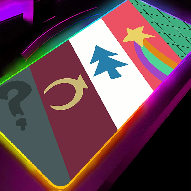 Computer Backlight Muismat RGB Gravity Falls Gaming MousePad Grote LED Mini Pc Gamer toetsenbord pad XXL PC Bureaumat tapis souris