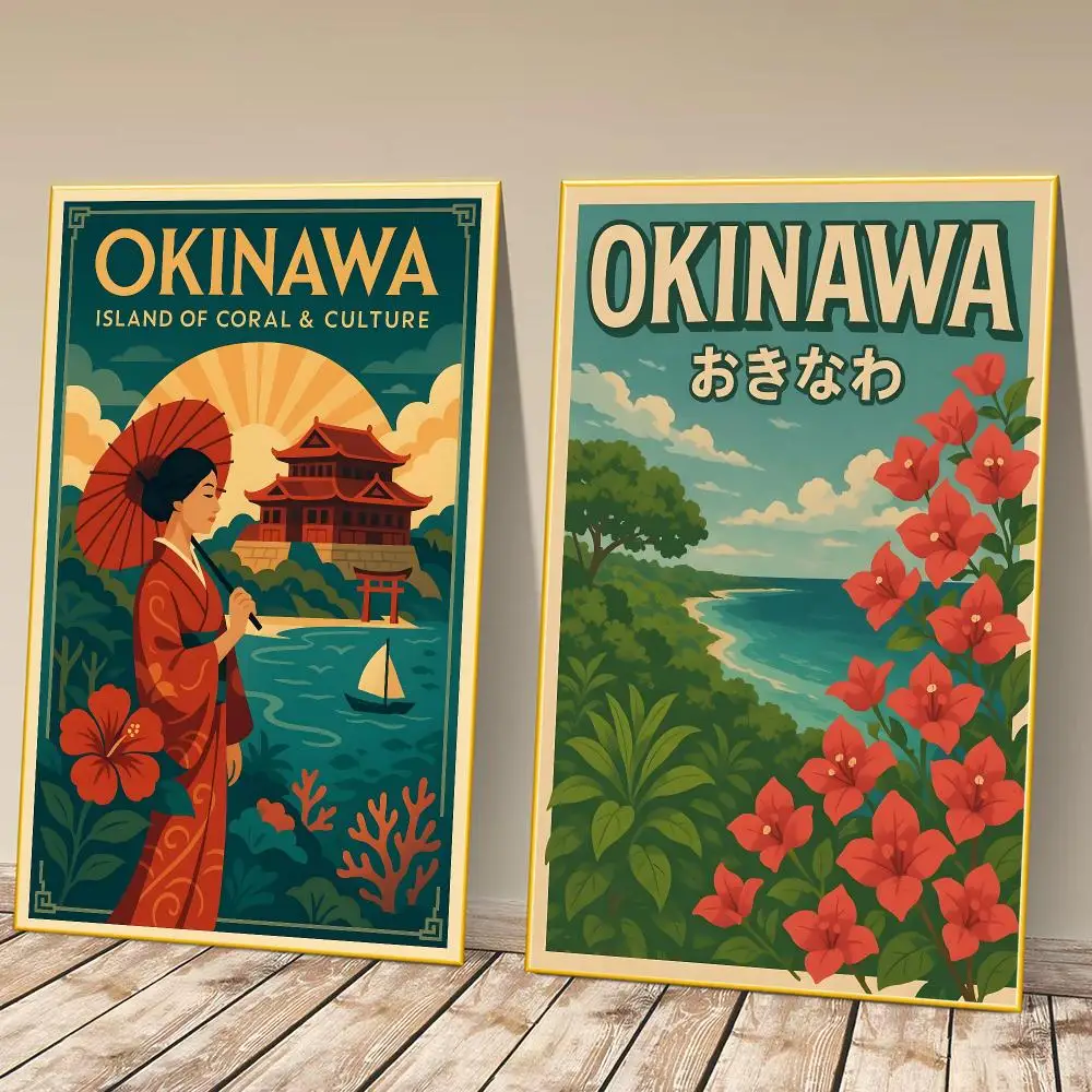 Okinawa JP Fashion Poster Art Print Cafes Clubs Living Room Home Decor Art Poster self-adhesive HD Print Poster