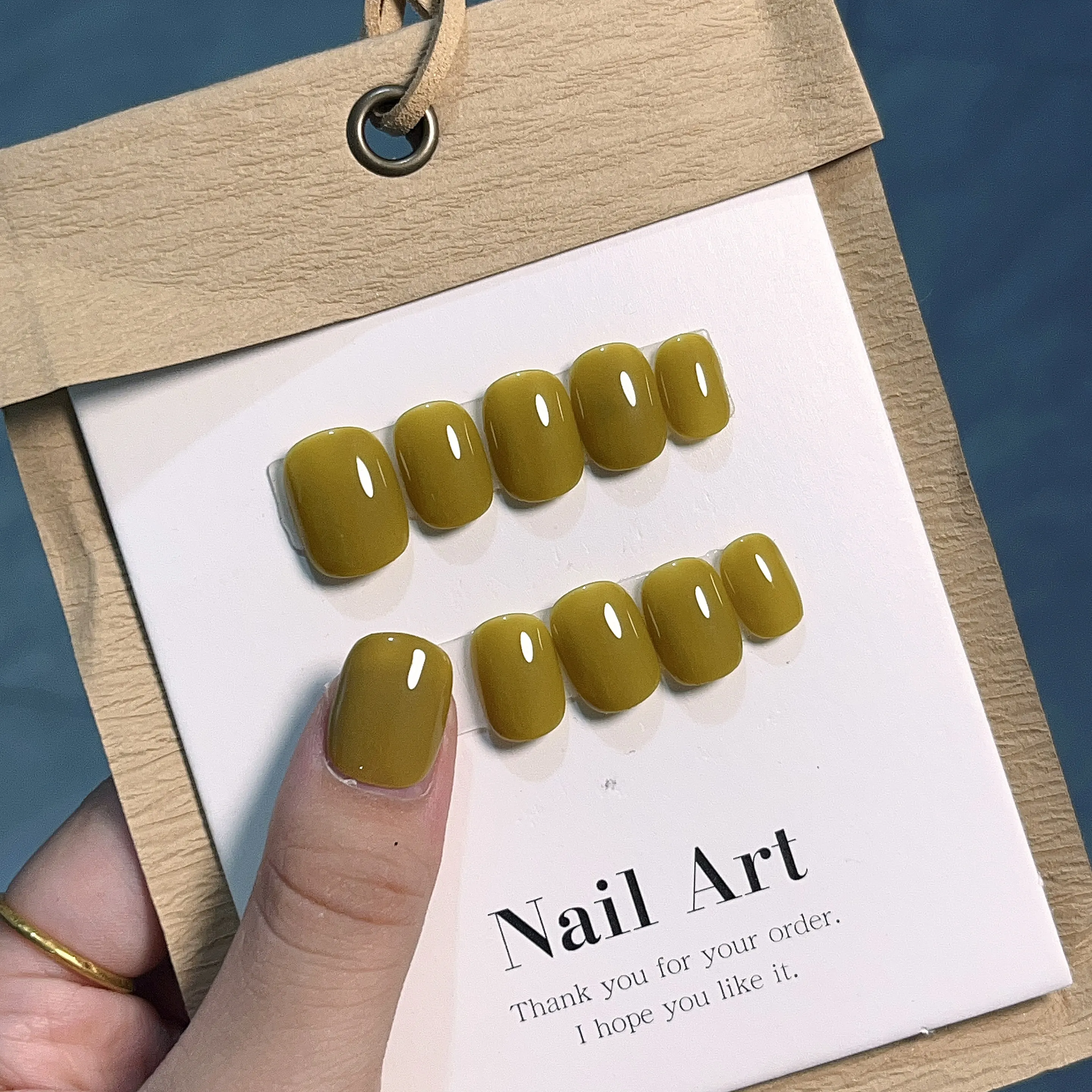 Ginger Yellow Handmade Press on Nails-Short Round Shape-Glossy Finish - Full of Energy In Emmabeauty Store No.EM1542