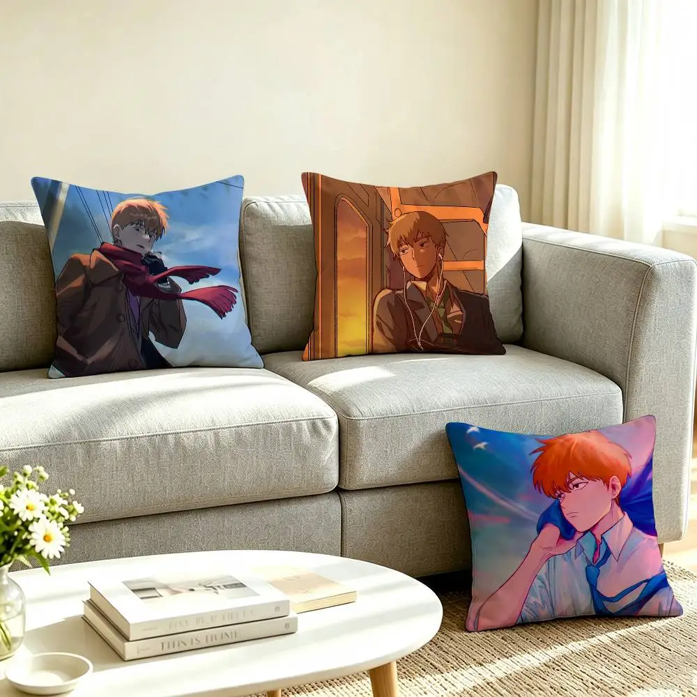 A-Arataka Reigen Mob Psycho 100  Pillow Case Square Double-Sided Sofa Cushion Cover Bedroom Bedside Pillow