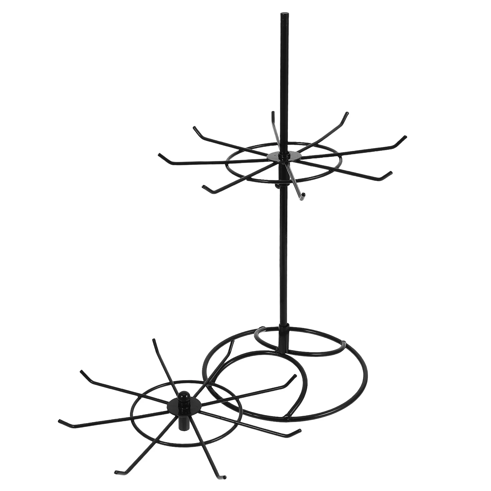 

Jewelry Display Stand Black Metal Rotating Necklace Bracelet Holder For Night Market Vendor Stalls 360 Degree Organizer
