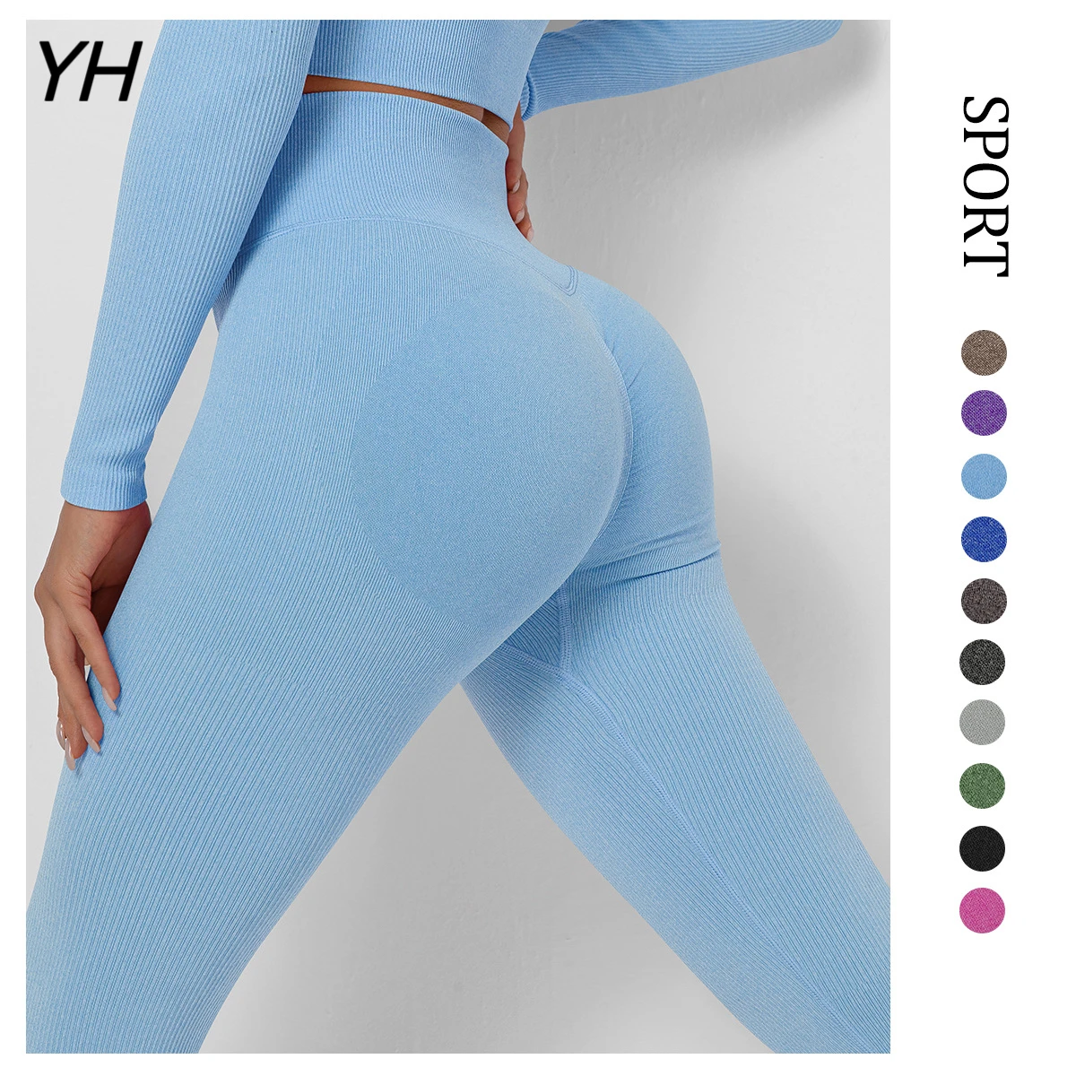 

2023 Ribbed Yoga Pants High Waisted Gym Leggings Women Sports Pants Seamless Leggings Sport Tights Fitness Pants Athletic Wear